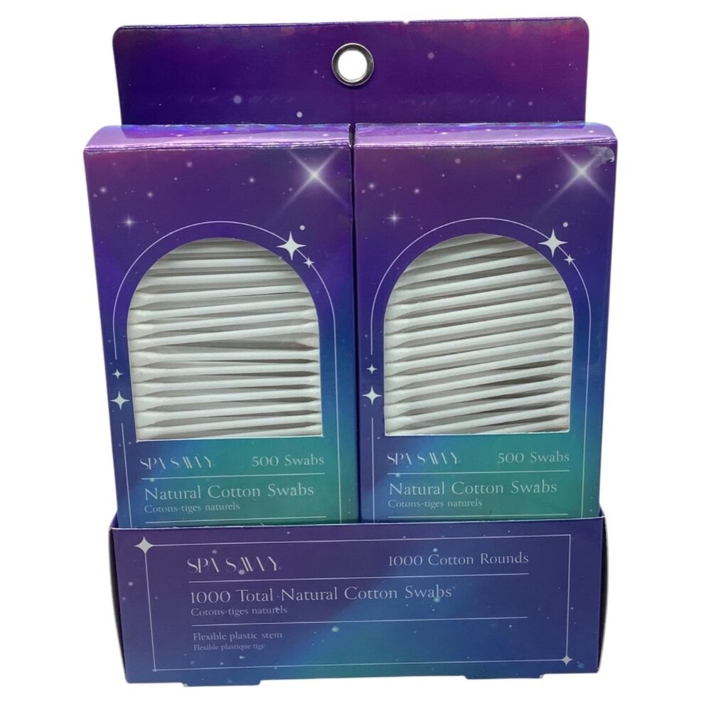 Spa Savvy 1000 Total Natural Cotton‎ Swabs & Rounds Flexible Plastic Stem